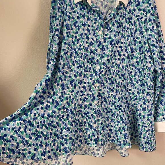 Isaac Mizrahi Womens Plus 16 Button Up Swing Top Long Sleeve Blouse Shirt - Picture 5 of 8